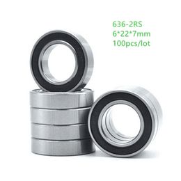 100pcs 636-2RS 636RS 636 RS 2RS 6x22x7mm Rubber Sealed Deep Groove Ball Bearing Miniature Bearing