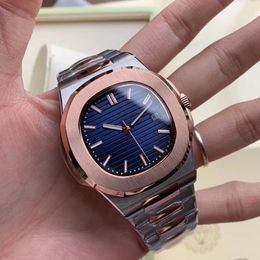 New Style Automatic Movement Men Watch Glass Back Blue Face Sapphire Crystal 316 Stainless Band Watch2186