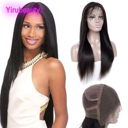 Brazilian Virgin Hair Lace Wigs Full 10-30inch Human Hair Straight Silky Top Closures Pre Plucked Natural Color