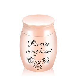 Three Rose Flowers Engraving Pendant Metal Cremation Ash urn Family Keepsake - Forever in My Heart 30x40mm