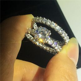 Stunning Promise Ring set Diamond 925 Sterling silver Engagement wedding band ring for women men Finger Jewellery Gift