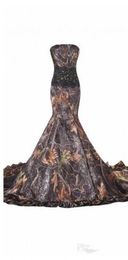 Strapless Sheath/Trumpet Camo Wedding Dresses Gowns Plus Size Tailored Country Bridal Dresses Gown Custom Size nnn