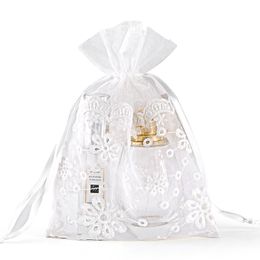 White Organza Storage Bags Wedding Favour With Drawstring Premium Elegant Jewellery Pouches Party Festival Gift Candy Bag 16 x 23cm 1222129