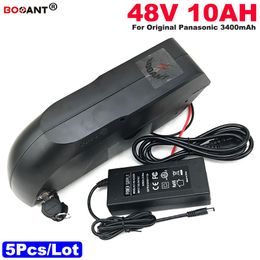 Wholesale 5pcs/Lot Rechargeable 48V 10AH Electric Bicycle Lithium Battery pack 48V with Switch For Bafang 800W Motor +2A Charger