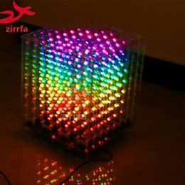 Freeshipping electronic diy kit 2018 NEW 3D 8 8x8x8 RGB/Colorful led cubeeds kit with Excellent animations Christmas Gift for SD card