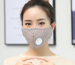 Fashion Unisex Cotton Face Masks with Breath Valve PM2.5 Mouth Mask Anti-Dust Reusable fabric mask with 1 Philtres inside 2020