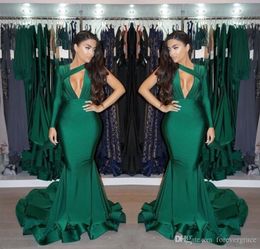 2019 One Shoulder Long Sleeves Prom Dress Sexy Dark Green Formal Holidays Wear Graduation Evening Party Gown Custom Made Plus Size