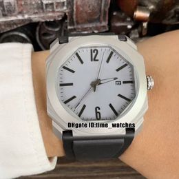 High quality New 41mm OCTO Roma 102779 OC41C6SLD Mens Quartz watches 316L Steel Silver case black rubber strap Gents dress watches