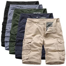 2020 Summer New Cotton Mens Pants Pocket Knee Length Straight Casual Cargo Shorts for Worker Trouser