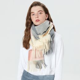 Wholesale-Women's Fall Winter Scarf Classic Tassel Plaid Scarf Warm Soft Chunky Large Blanket Wrap Shawl Scarves