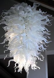 Large Foyer Crystal Chandeliers White Clear Modern Blown Glass Chandelier Borosilicate Glass Chandelier Art Light for Home Decor
