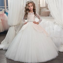 Ball Gown Flower Girl Dresses For Weddings Spaghetti Straps Tulle Lace Beaded First Communion Dresses for Girls