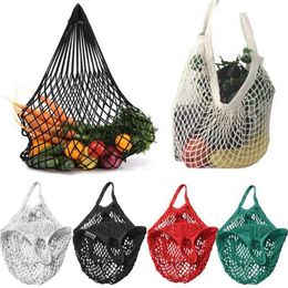 Mesh Shopping Bag Reusable String Fruit Storage Handbag Totes Women Shopping Mesh Net Woven Bag Shop Grocery Tote Bags Food Storage RRA2106 on Sale