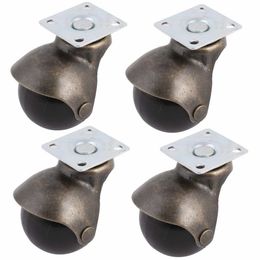 [4 Pack] Swivel Top Plate Hooded Ball Caster Wheels, Antique Bronze (2-inch 2 Brake 2 No Brake)