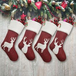 Large Elk Christmas Stockings Gift Bag Xmas Tree Ornaments Santa Socks Fireplace Hang Pendant Christmas Decorations for Home JK1910