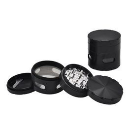 Metal Smoke Grinder Transparent Window-opening Aluminium Alloy Smoke Grinder Diameter 63mm Four-layer