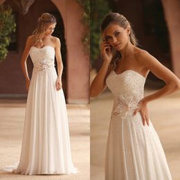 Modest Linea Raffealli A Line Wedding Dresses Sweetheart Sleeveless Crystal Hand Made Flower Sash Wedding Gowns Floor Length robe de mariée