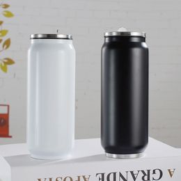 500ml Stainless Steel Cola can Mug Double Vacuum Insulated Water Cup Coke Jar with lid with straw