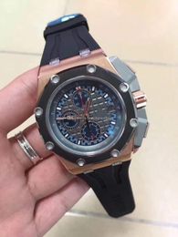 Luxury Top Quality Watch 44mm Rubber Strap Mens Quartz Watch Sports Men Mens Watch Watches