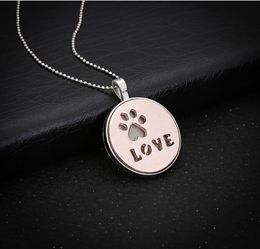 Luminous Hollow Out Dog Cat Paw Love Pendant Necklace for Women Men Hip Hop Jewelry Couple Promise Necklaces Valentine's Day Gifts