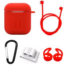 silicone earphone protect case for earpods 2 air po ds pro with neck strap anti-lost strap holder for air pods earphone hooks