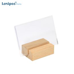 120*80mm Acrylic Menu Display Wood Photo Frame Paper Name Card Display Desk Sign Frame Gradient Picture Frame Menu Stand