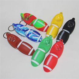 Glass Pipe football shape silicone pipes with Glass Bowl Bubblers Portable Smoking Hand Pipes Smoking Accessories silicon oil dab rig