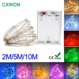 2M 5M 10M LED String Light Sliver Copper Wire Fairy Strings AA Battery Operated Flashing lighting for X-mas Wedding Partry