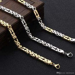 Stainless Steel Gold Byzantine Chain Hollow Cross Metal Necklace Men Gift Accessory Hip Hop Jewelry Chaine Collier289Z