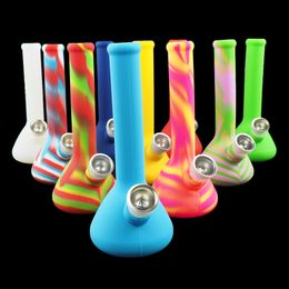 7.5'' beaker silicone water pipe smoking bong Dab Rig smoke herb tobacco bongs wax Oil Rigs herbs bubbler Hookahs DHL