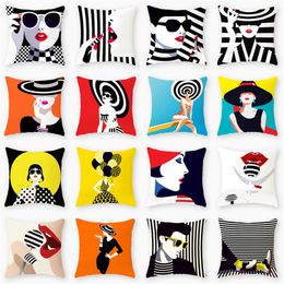 Sexy Lady Printed Pillow Cases Decorative Ladies Print Pillow Cover Vintage Cushion Cover Sofa Chair Pillow Case