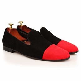 2019 Moccasins Men Loafers Black Red Suede Smoking Slippers Flats Casual Shoes Wedding Party Men's Dress Shoes Formal shoes