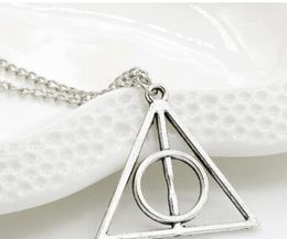 Porter Necklace, Luna Deathly Hallows Triangle Circular Pendant, Retro Necklace Sweater Chain 60pcs/lot W662