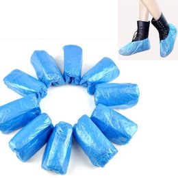 100Pcs Plastic Waterproof Disposable Shoe Covers Rainy Day Carpet Floor Protector Thick Cleaning Shoe Cover Blue Overshoes