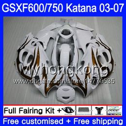 GSXF-600 For SUZUKI KATANA GSXF 750 600 gold flames stock GSXF600 03 04 05 06 07 293HM.58 GSX 750F GSXF750 2003 2004 2005 2006 2007 Fairing