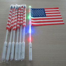 American LED Flag Hand Flag 30*20cm USA Independence Day Banner Flags 4th of July Luminous Flag Party Supplies