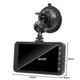 4 touch screen car DVR 1080P driving dashcam 2Ch video camera double lens 170° 120° wide view angle night vision G-sensor pa338r