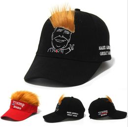 Trump Hair Hat Trump 2020 Letter Embroidery Funny Snapback Adjustable Wig Hip Hop Unisex Visor Cap OOA7577-6