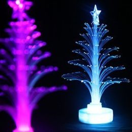 glowing night lamps UK - Jueja Novelty Glowing Fiber Optic Christmas Tree Night Lamp Led Bottom Sticker Night Light for Children Romantic Home Decorative