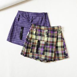 yellow plaid shorts womens