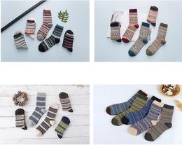 Rabbit Wool high Quality Knitted Men Socks Autumn Winter Warm Thick Style Business Casual Dotted Line Rhombus Pattern Soft Sock