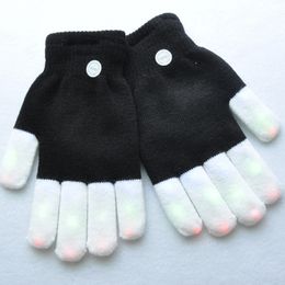 LED Glow Kid Gloves Flash Cycling Gloves Halloween Christmas Party Light Up Glove Luminous Finger Glove Christmas Gift For Child DBC VT0580