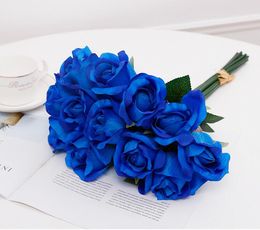 artificial flowers bouquet Silk Flower Bride Holding wedding Flowers Bouquet Artificial rose Flowers bouquet 12PCS ROSE