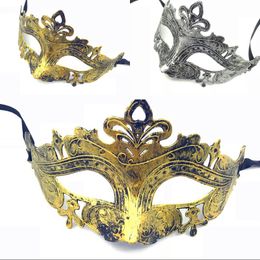 Maschera da uomo retrò greco-romana per Mardi Gras Gladiator Masquerade Maschera d'oro / argento vintage Carnevale d'argento Maschere a mezza faccia di Halloween