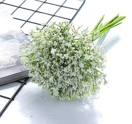 Konstgjorda blommor gypsophila bukett blommor brudbukett falska babysbreath blommor bröllop dekorationer bukett bra plast babysbreath