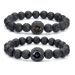 Circle Male 10mm Black Lava Stone Beads Charms Bracelet DIY Essential Oil Diffuser Bracelets Man Eye Energy Jewellery