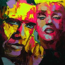 Francoise Nielly Palette Knife Impression Home Artwork Modern Portrait Handmade Oil Painting on Canvas Concave and Convex Texture Face007