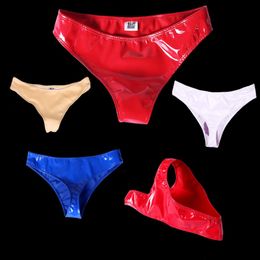 Patent Leather Shiny Low Waist Briefs Women Narrow Crotch T-back G-String Sexy Micro Underpants Erotic Stage Show Latex Panties