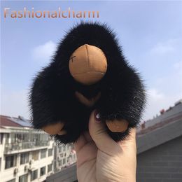 Real Genuine Fur Chimpanzee Monkey Toy Doll Bag Charm Keychain Pendant Gift
