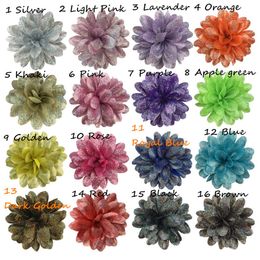 2022 Hot New 100pcs per lot Gliding shiny Dots Boutique fabric Flowers with clip For girls Hair Accessories